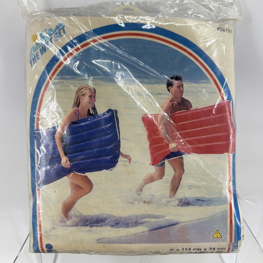 Vintage Intex The Wet Set "Surf Rider" Canvas Boogie Board 45 x 29 Blue 59194